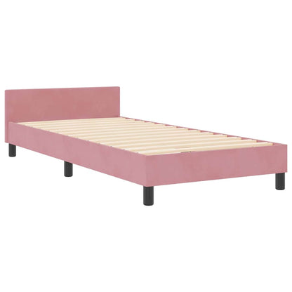 Letto a molle con testiera Rosa 100 x 200 cm Velluto