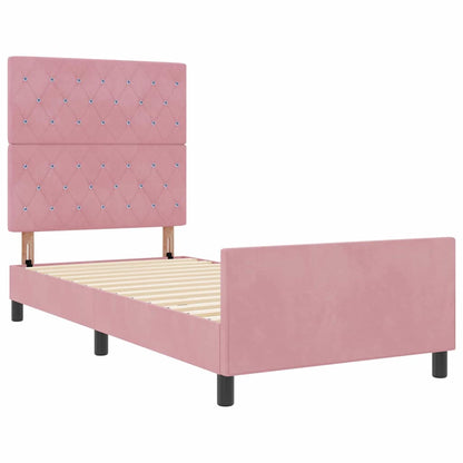 Letto a molle con testiera Rosa 100 x 200 cm Velluto