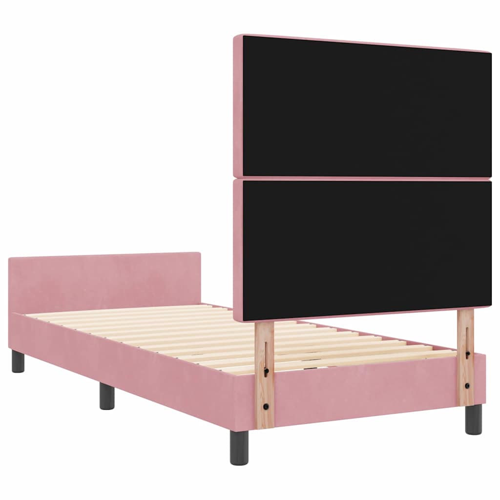 Letto a molle con testiera Rosa 100 x 200 cm Velluto