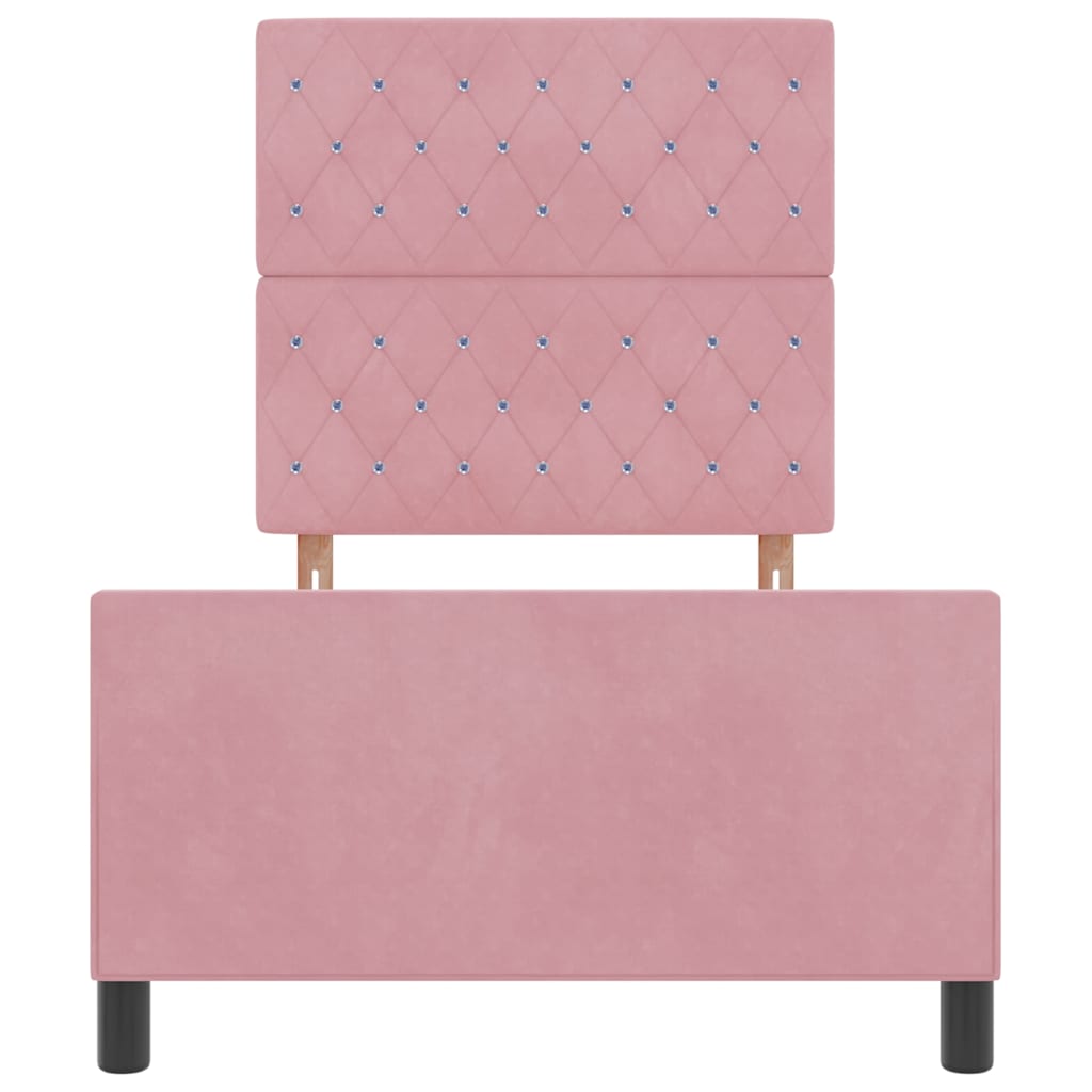 Letto a molle con testiera Rosa 100 x 200 cm Velluto