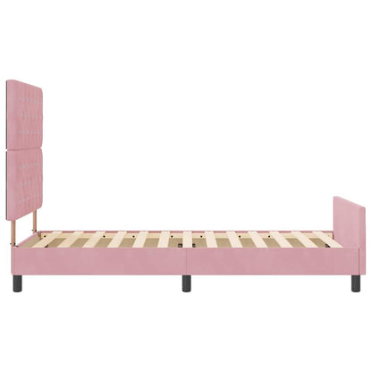 Letto a molle con testiera Rosa 100 x 200 cm Velluto