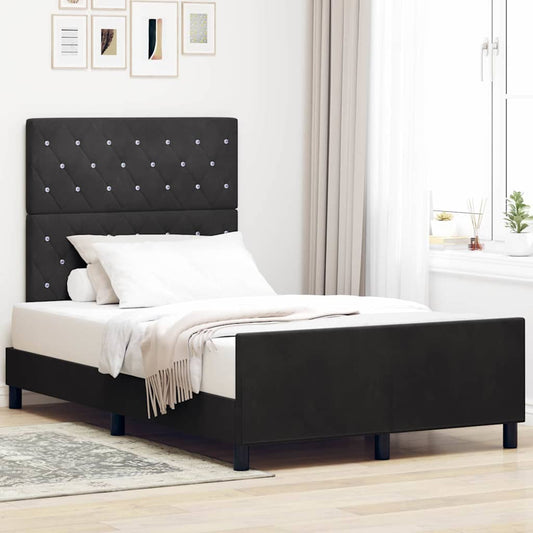 Struttura del letto con testiera Nero 120 x 190 cm Velluto