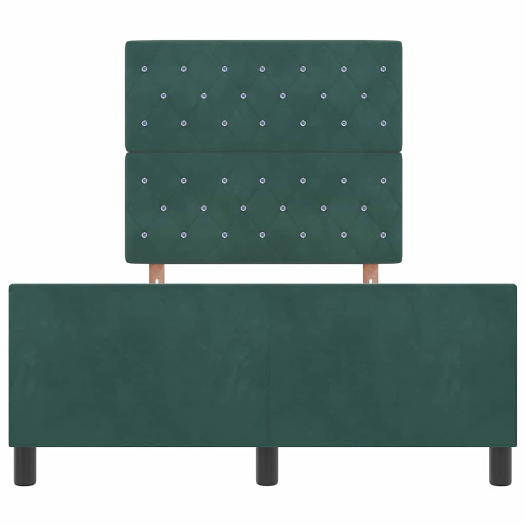 Letto a molle con testiera Verde Scuro 120 x 200 cm Velluto