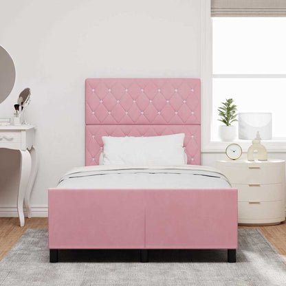 Letto a molle con testiera Rosa 120 x 200 cm Velluto