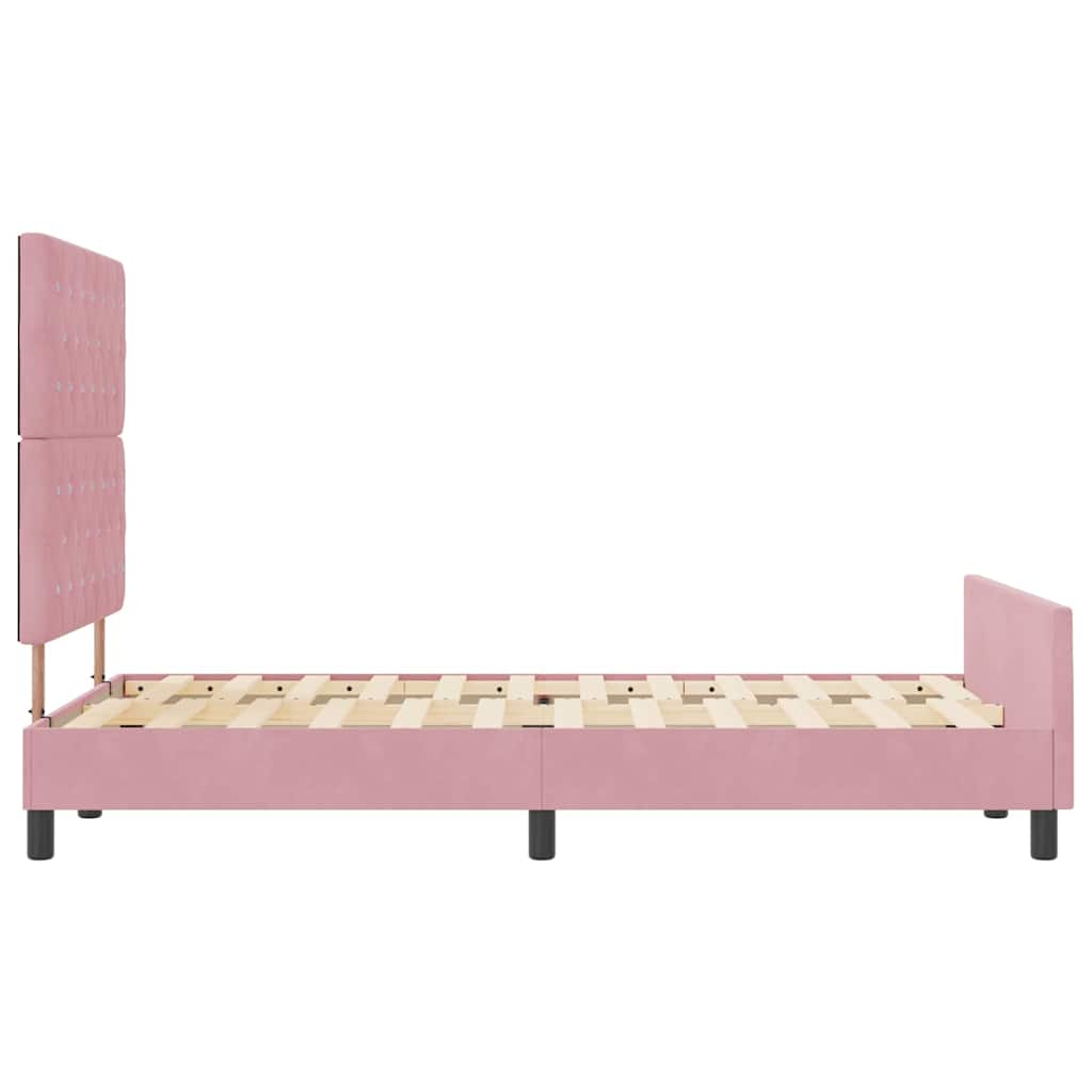 Letto a molle con testiera Rosa 120 x 200 cm Velluto
