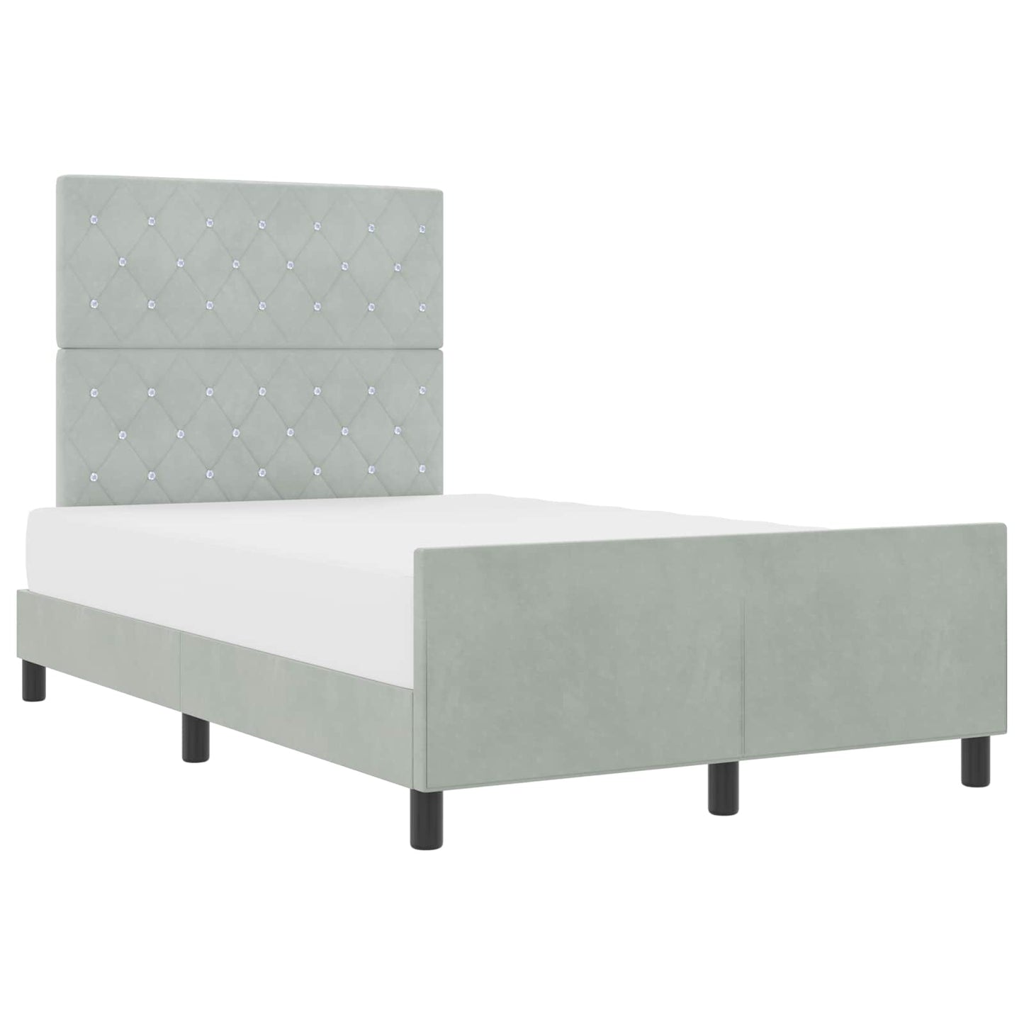 Letto a molle con testiera Grigio chiaro 120 x 200 cm Velluto