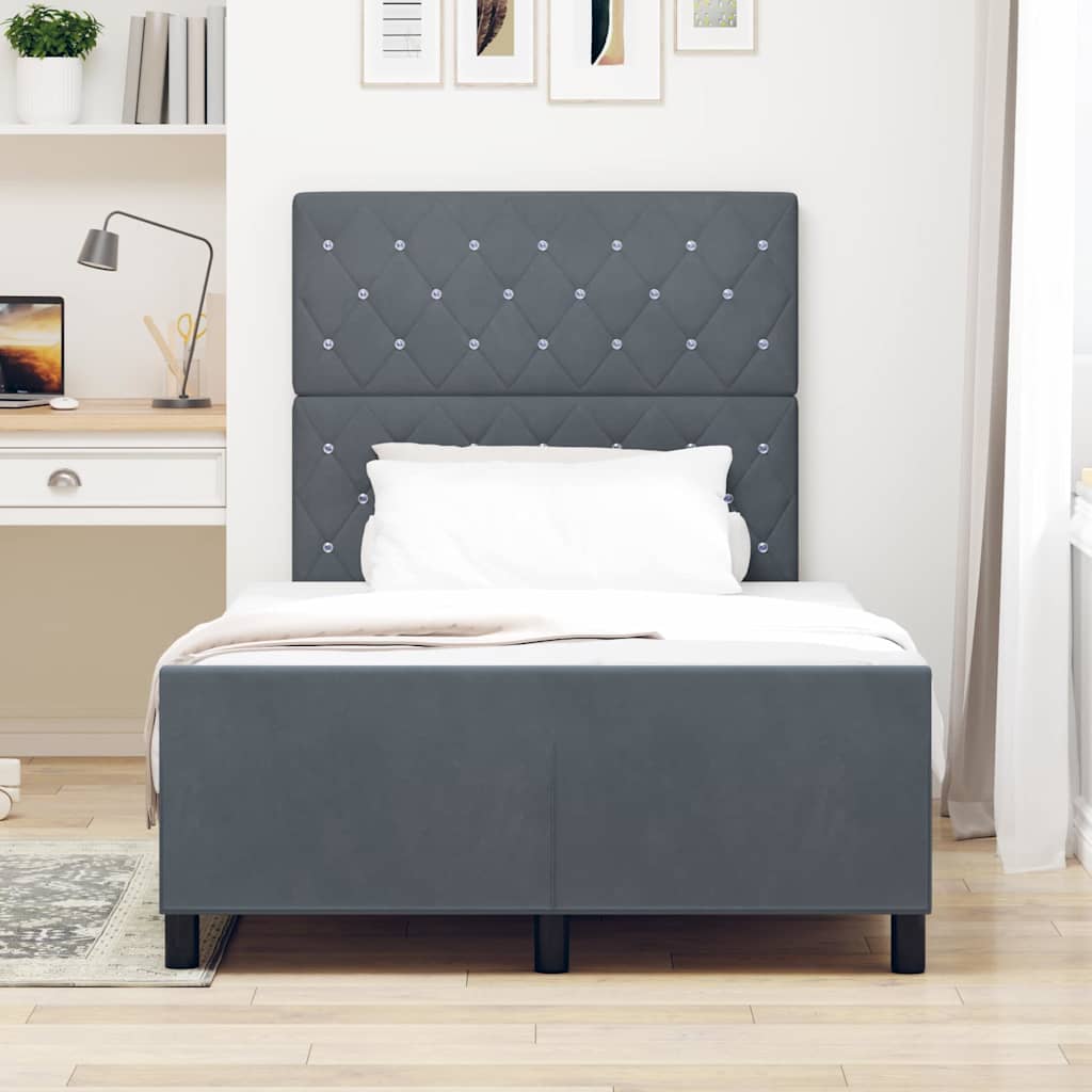 Struttura del letto Grigio scuro 120 x 200 cm Velluto