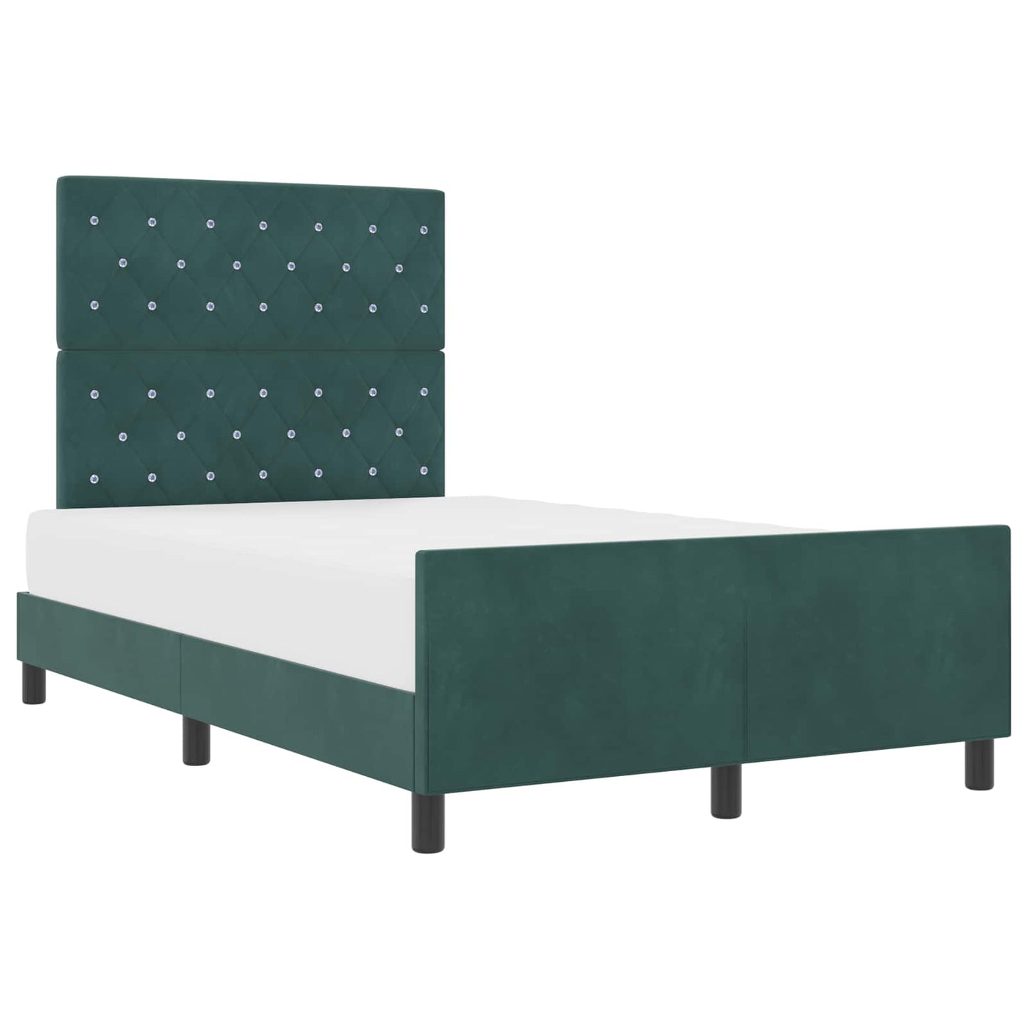 Letto a molle con testiera Verde Scuro 120 x 200 cm Velluto