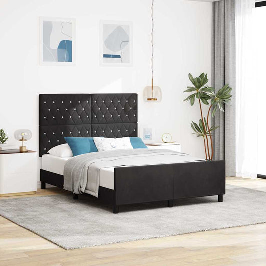 Struttura del letto con testiera Nero 140 x 190 cm Velluto