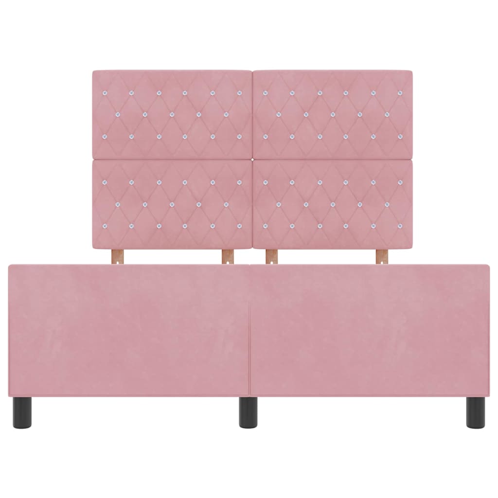 Letto a molle con testiera Rosa 140 x 190 cm Velluto | homemem39