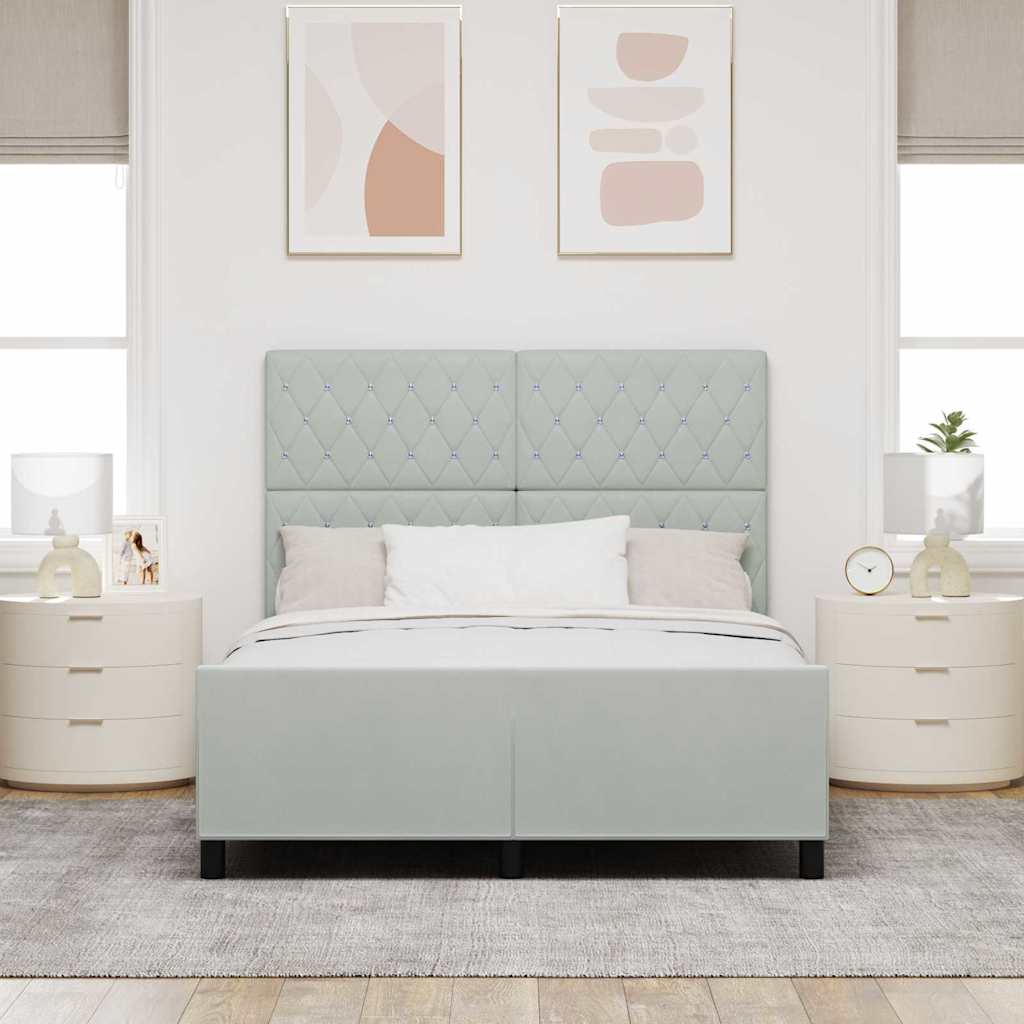 Letto a molle con testiera Grigio chiaro 140 x 200 cm Velluto