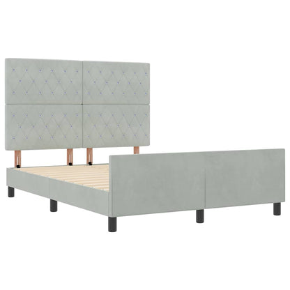 Letto a molle con testiera Grigio chiaro 140 x 200 cm Velluto