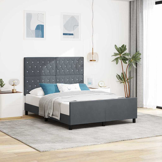 Struttura del letto Grigio scuro 140 x 200 cm Velluto