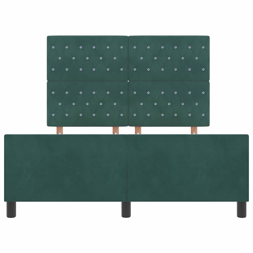 Letto a molle con testiera Verde Scuro 140 x 200 cm Velluto