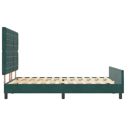 Letto a molle con testiera Verde Scuro 140 x 200 cm Velluto