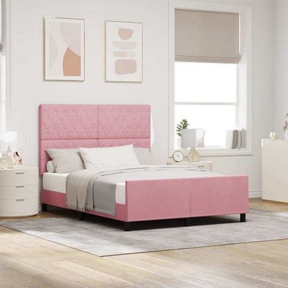 Letto a molle con testiera Rosa 140 x 200 cm Velluto | homemem39