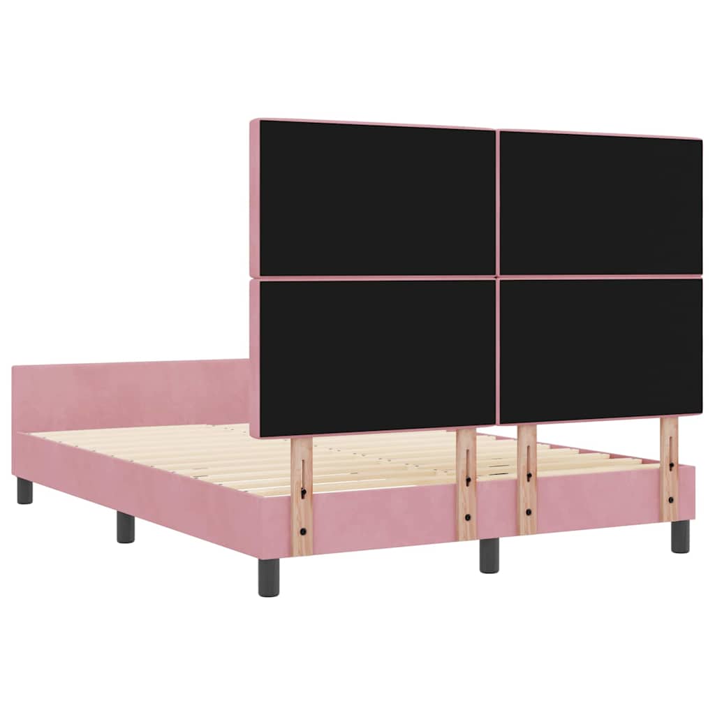Letto a molle con testiera Rosa 140 x 200 cm Velluto