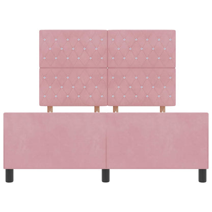Letto a molle con testiera Rosa 140 x 200 cm Velluto | homemem39