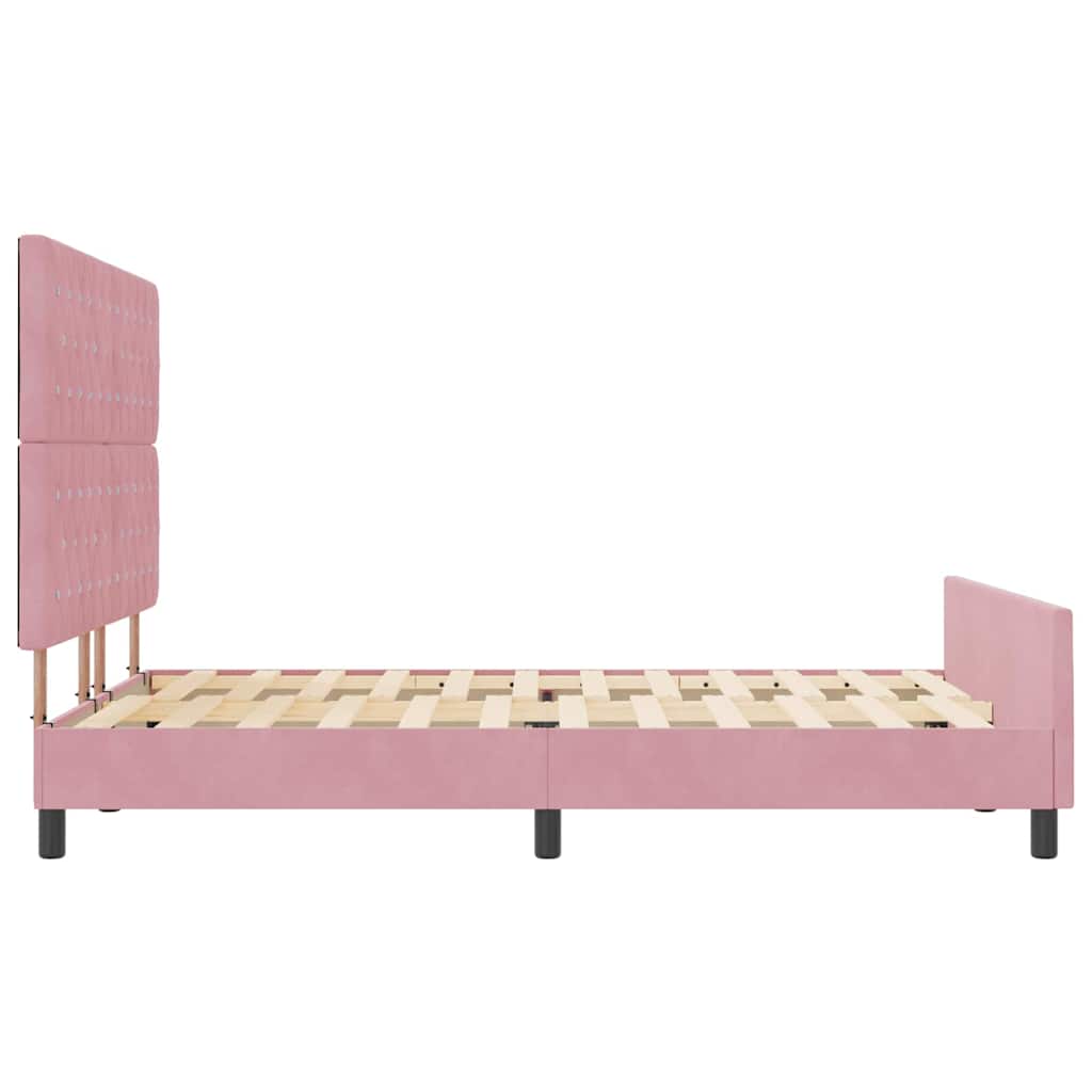 Letto a molle con testiera Rosa 140 x 200 cm Velluto | homemem39
