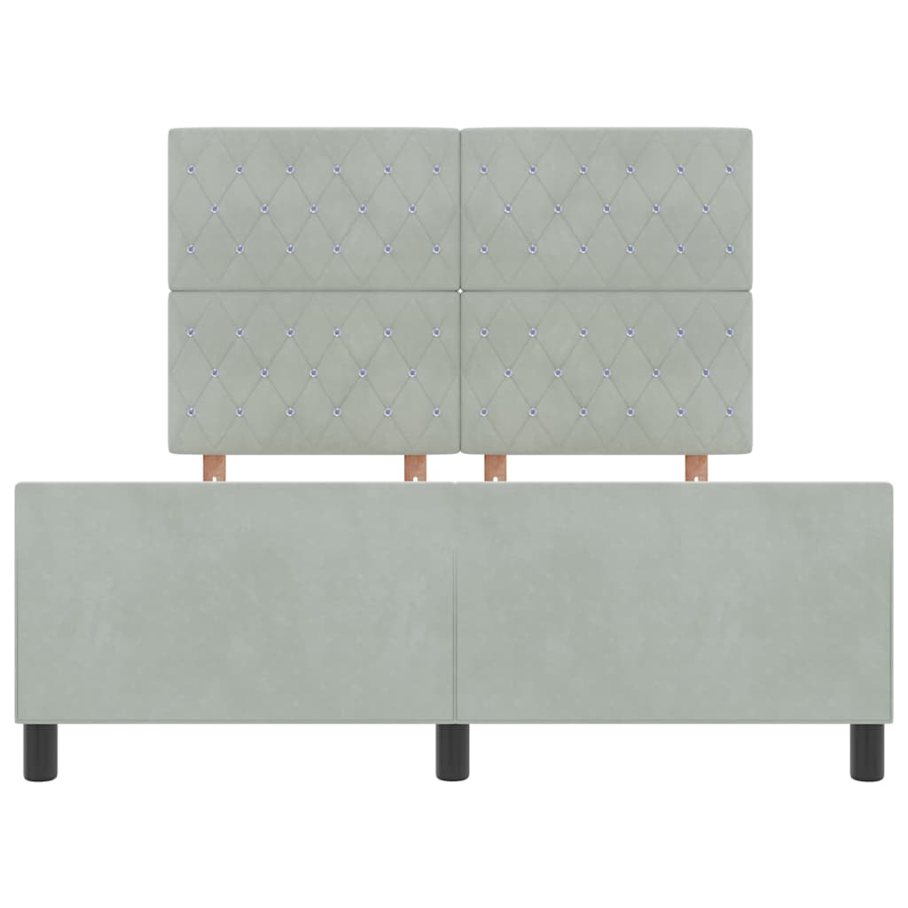 Letto a molle con testiera Grigio chiaro 160 x 200 cm Velluto