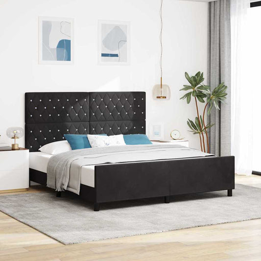 Struttura del letto con testiera Nero 180 x 200 cm Velluto