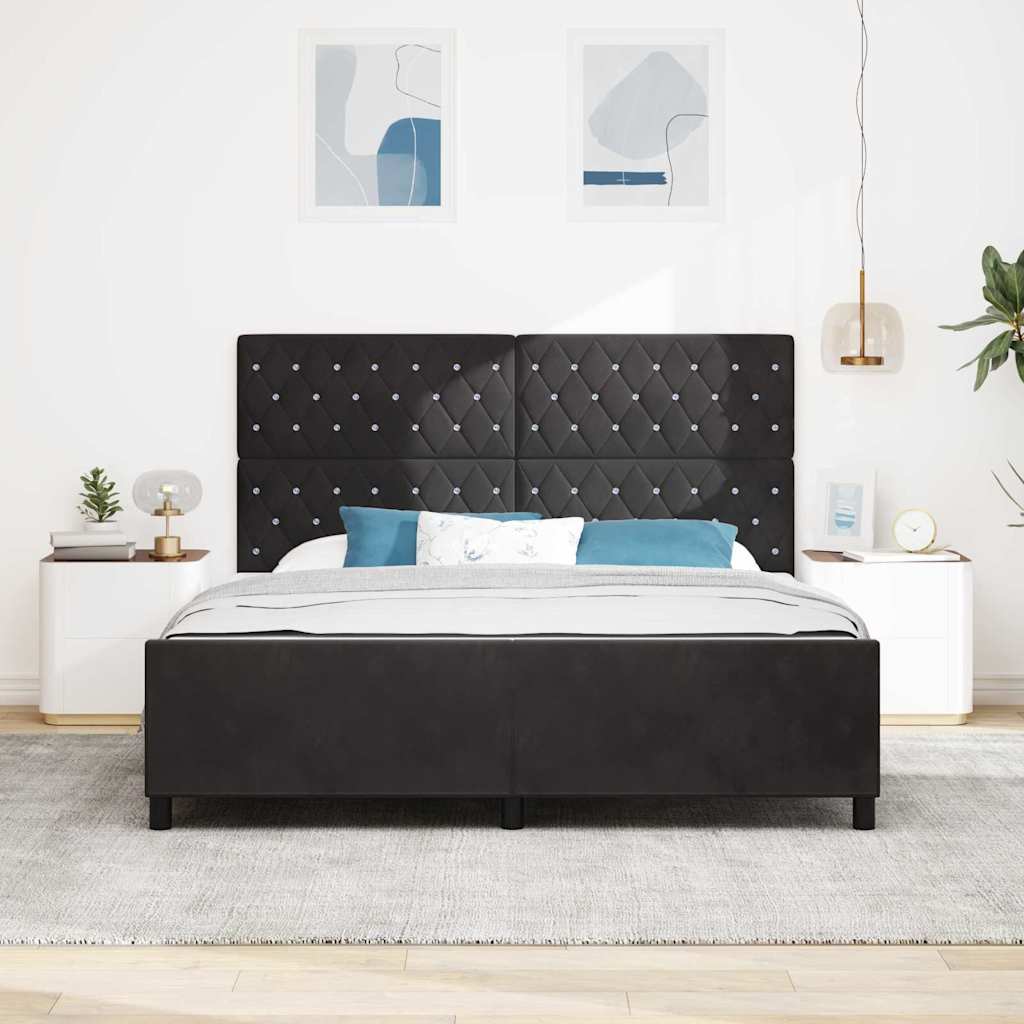 Struttura del letto con testiera Nero 180 x 200 cm Velluto