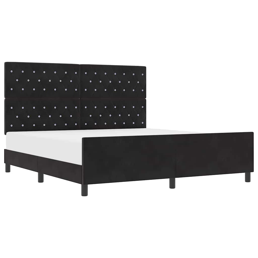 Struttura del letto con testiera Nero 180 x 200 cm Velluto