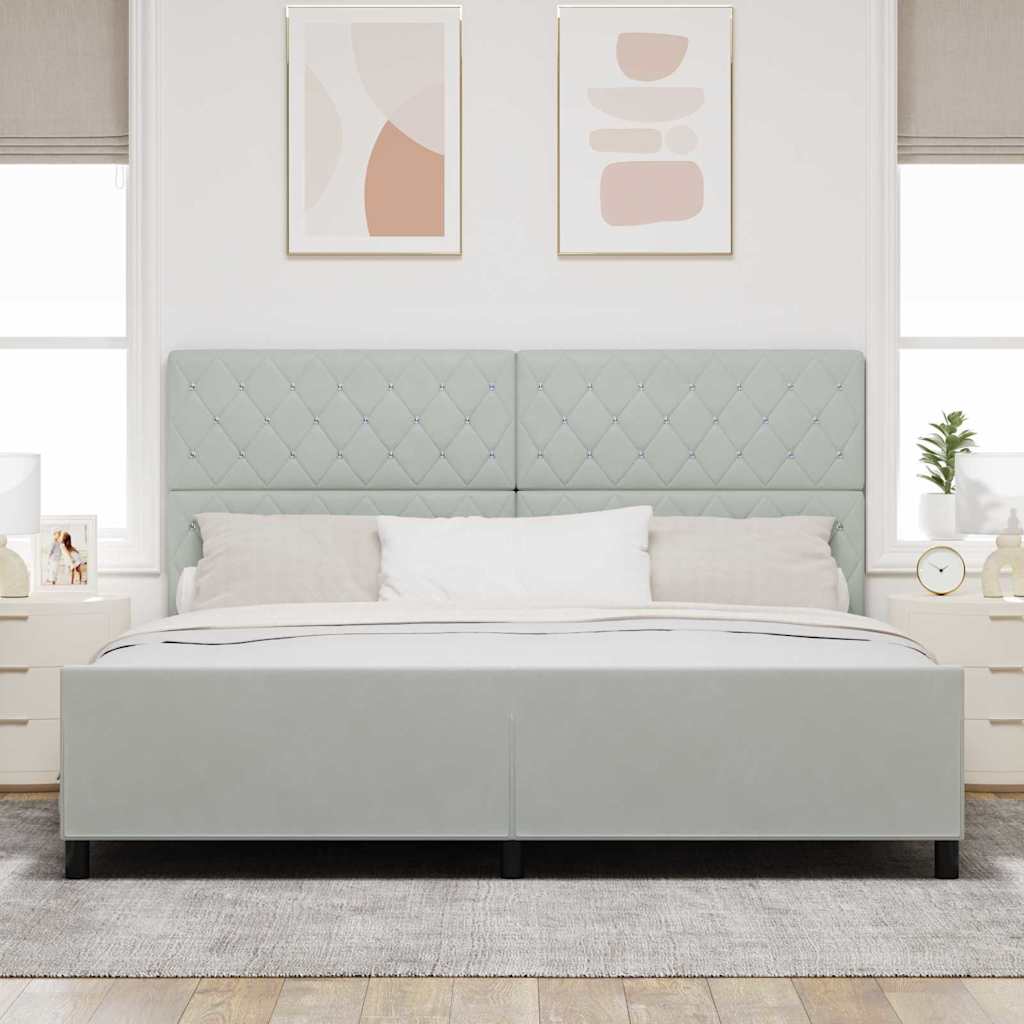 Letto a molle con testiera Grigio chiaro 200 x 200 cm Velluto