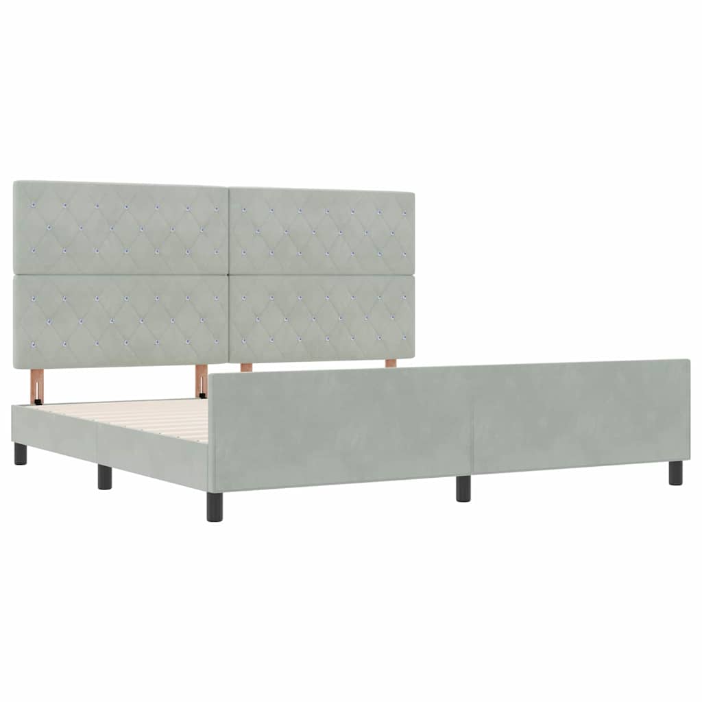 Letto a molle con testiera Grigio chiaro 200 x 200 cm Velluto