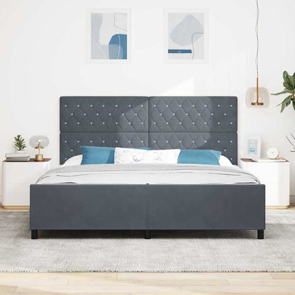 Letto a molle con testiera Grigio scuro 200 x 200 cm Velluto