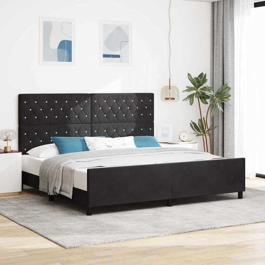 Struttura del letto con testiera Nero 200 x 200 cm Velluto