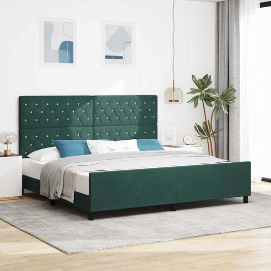 Letto a molle con testiera Verde Scuro 200 x 200 cm Velluto | homemem39