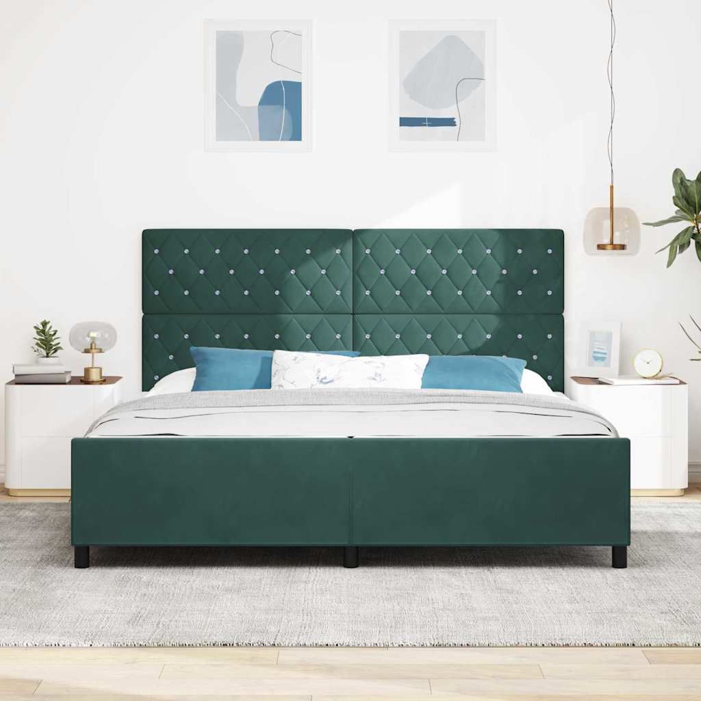 Letto a molle con testiera Verde Scuro 200 x 200 cm Velluto | homemem39