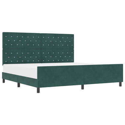 Letto a molle con testiera Verde Scuro 200 x 200 cm Velluto | homemem39