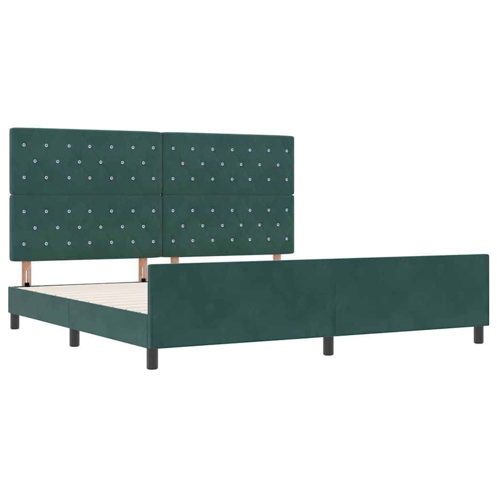 Letto a molle con testiera Verde Scuro 200 x 200 cm Velluto | homemem39