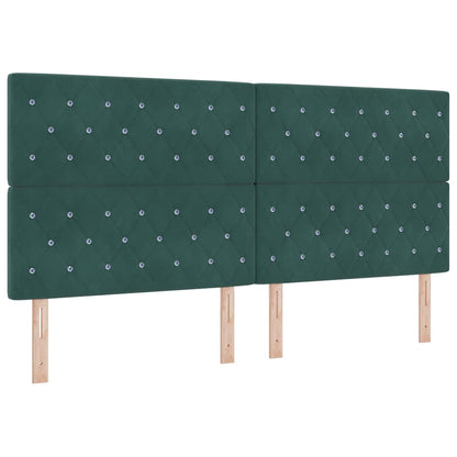 Letto a molle con testiera Verde Scuro 200 x 200 cm Velluto | homemem39