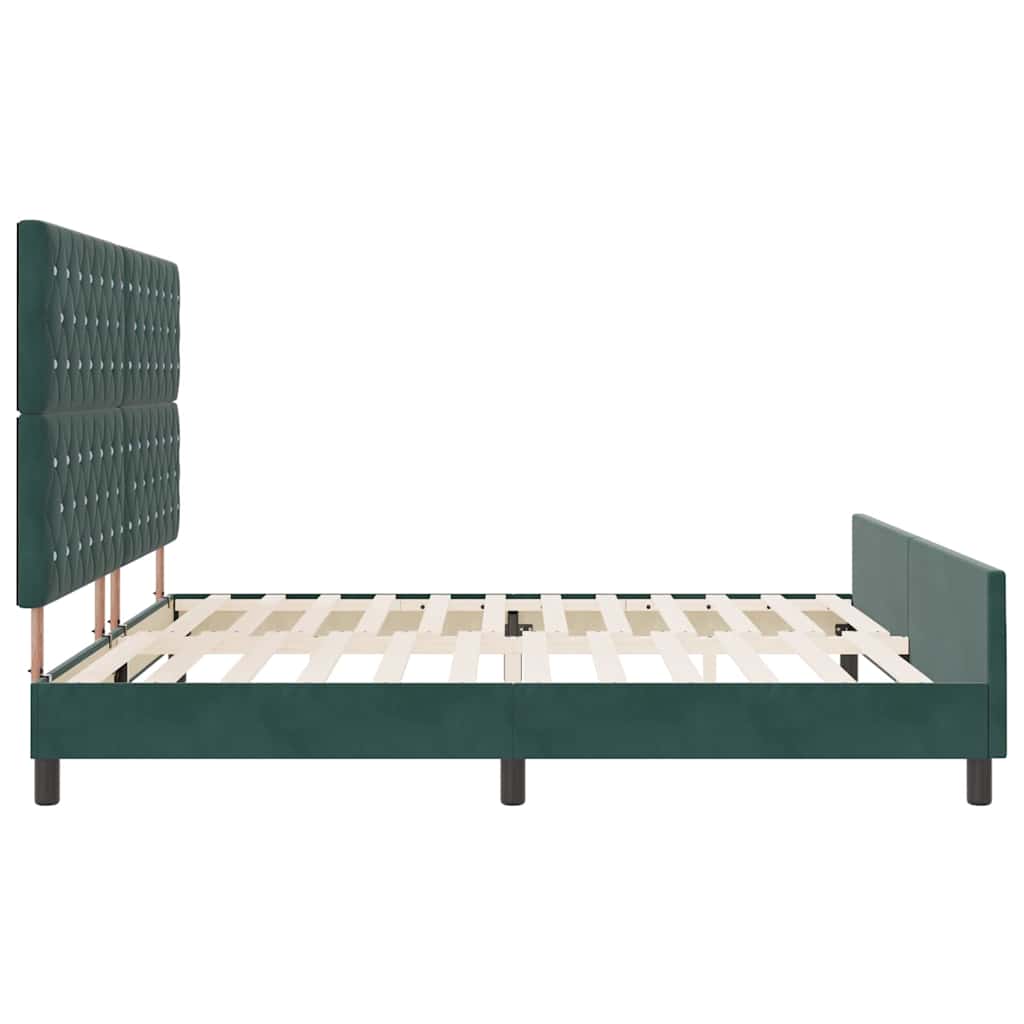Letto a molle con testiera Verde Scuro 200 x 200 cm Velluto | homemem39