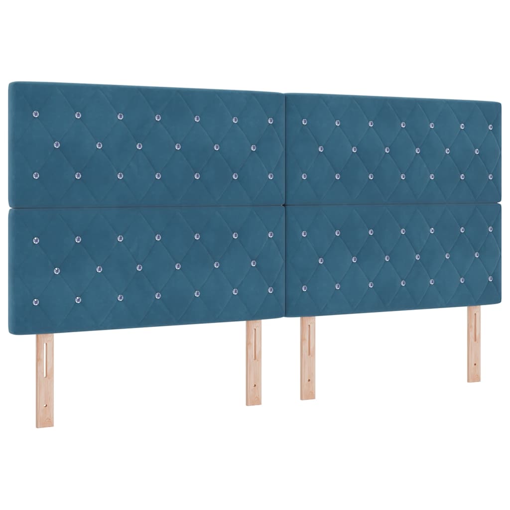 Struttura del letto con testiera Blu scuro 200 x 200 cm Velluto