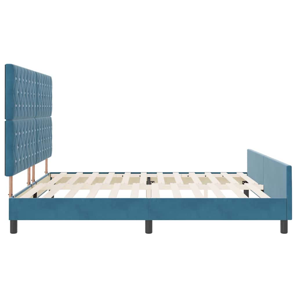 Struttura del letto con testiera Blu scuro 200 x 200 cm Velluto