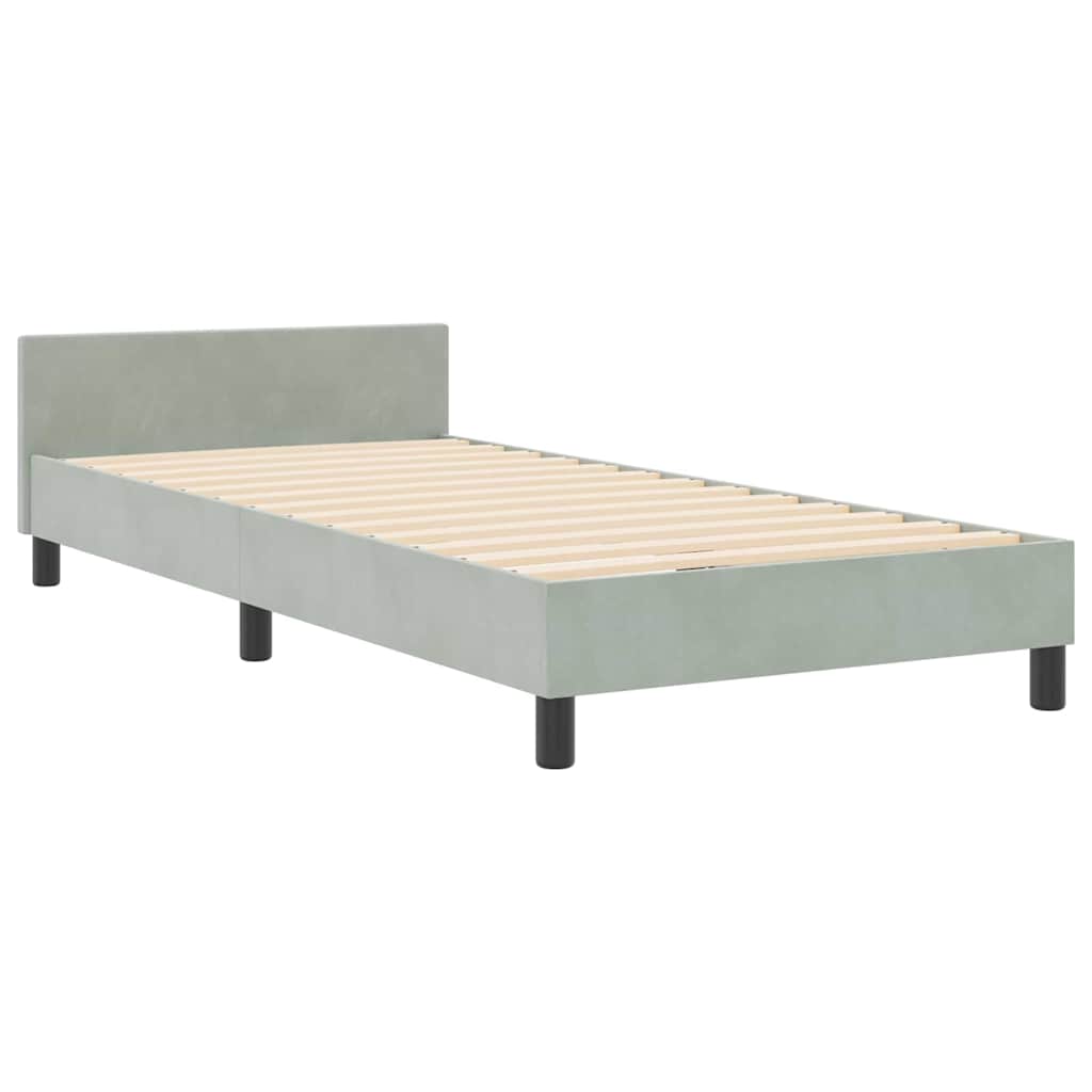 Letto a molle con testiera Grigio chiaro 80 x 200 cm Velluto | homemem39