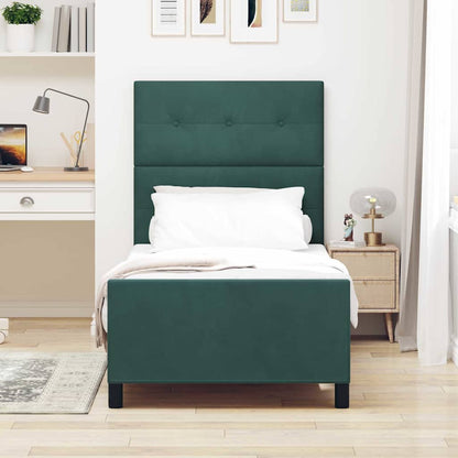 Letto a molle con testiera Verde Scuro 80 x 200 cm Velluto