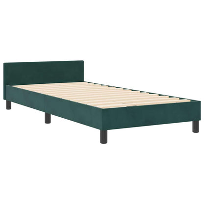 Letto a molle con testiera Verde Scuro 80 x 200 cm Velluto