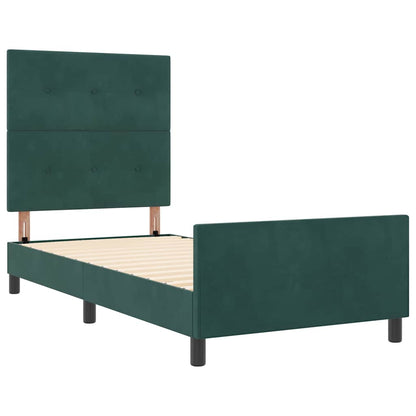 Letto a molle con testiera Verde Scuro 80 x 200 cm Velluto