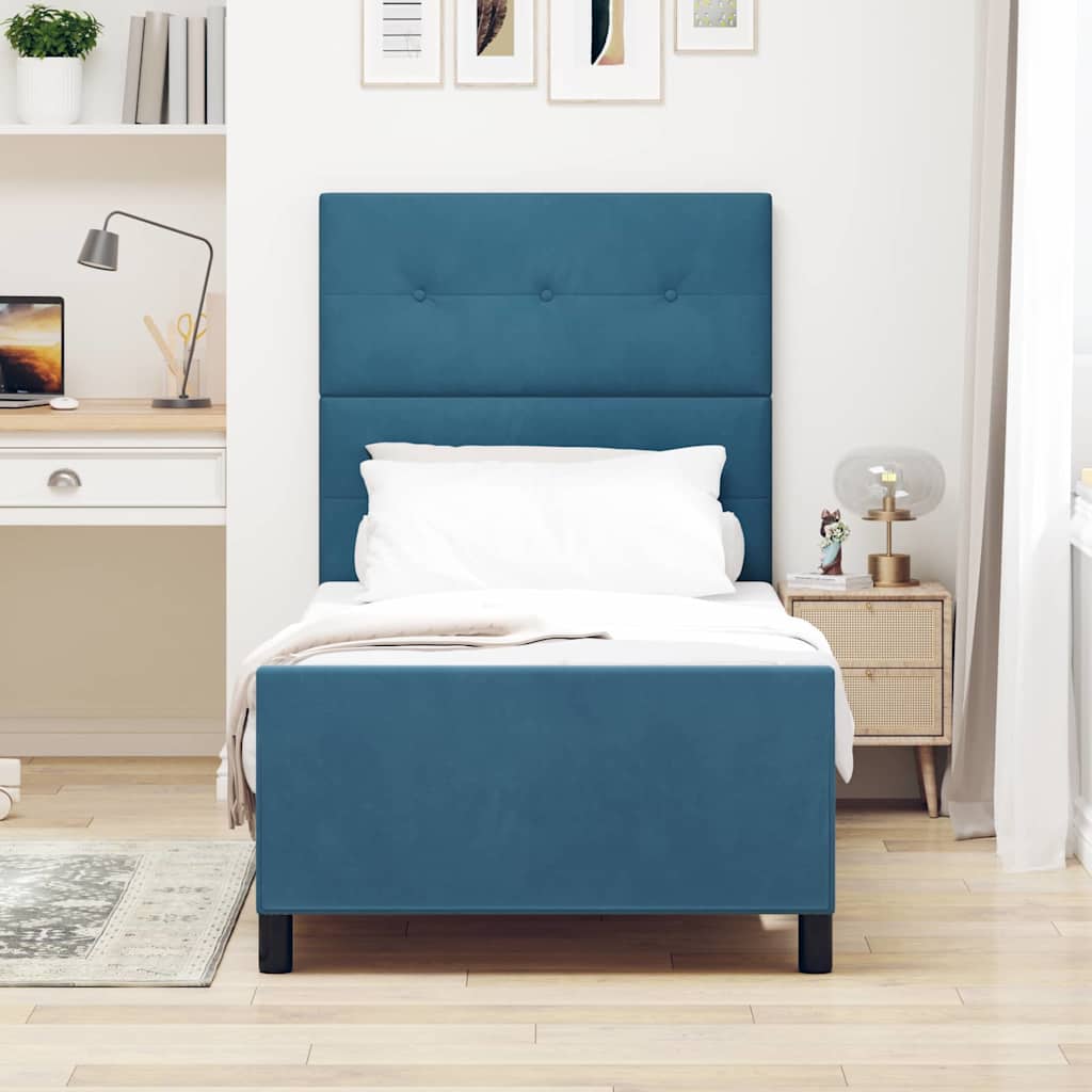 Letto a molle con testiera Blu Scuro 80 x 200 cm Velluto | homemem39