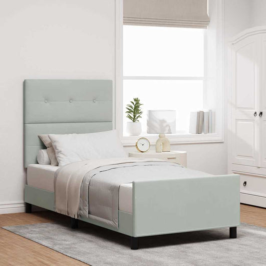 Letto a molle con testiera Grigio chiaro 90 x 190 cm Velluto | homemem39