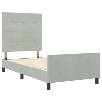 Letto a molle con testiera Grigio chiaro 90 x 190 cm Velluto
