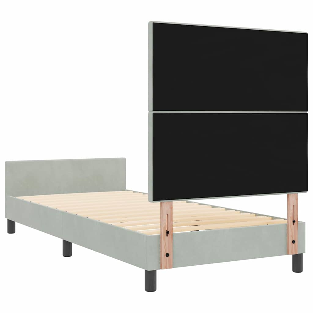 Letto a molle con testiera Grigio chiaro 90 x 190 cm Velluto