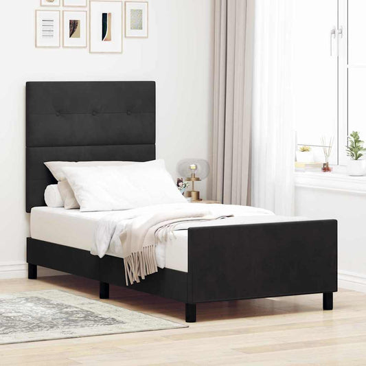 Letto a molle con testiera Nero 90 x 190 cm Velluto | homemem39