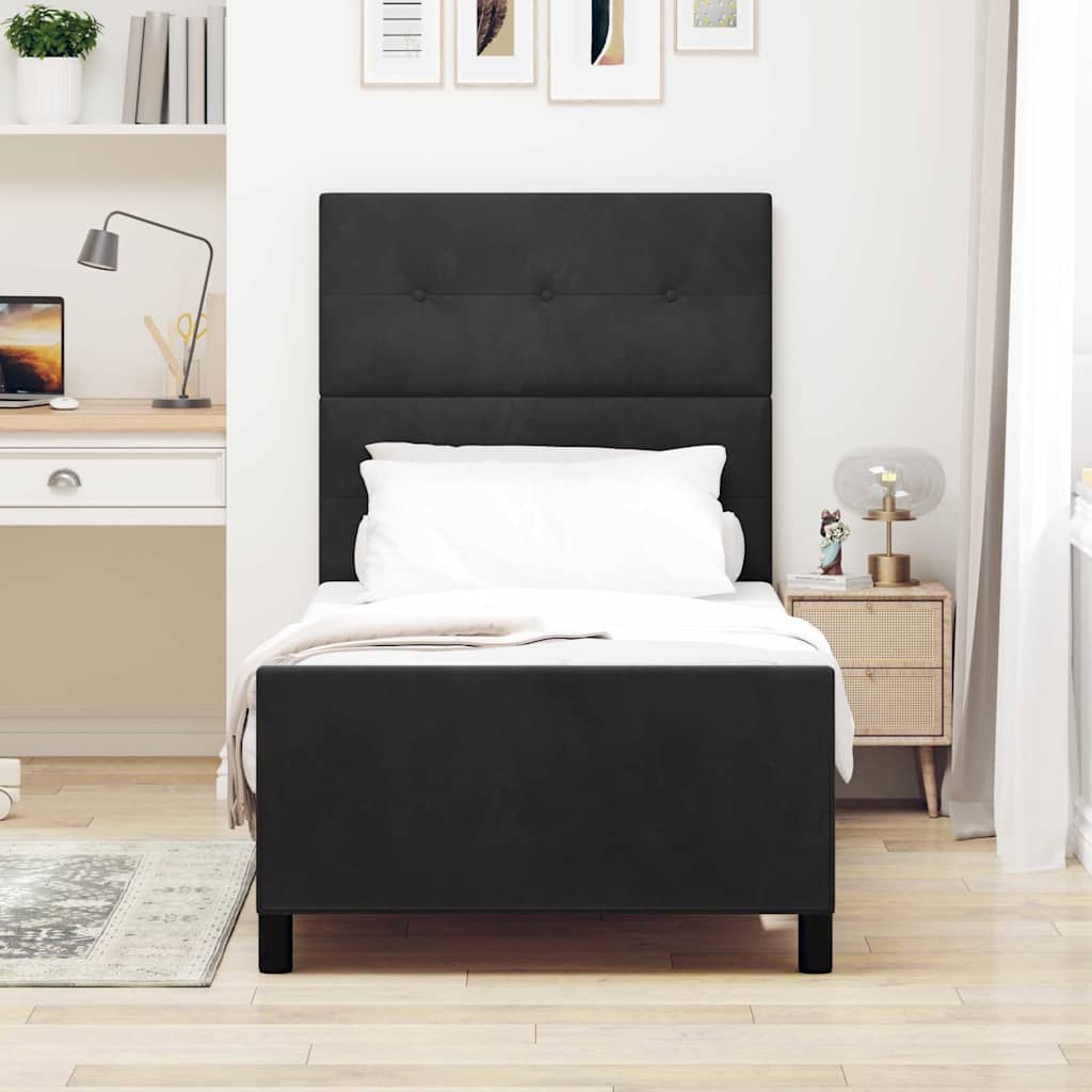 Letto a molle con testiera Nero 90 x 190 cm Velluto | homemem39