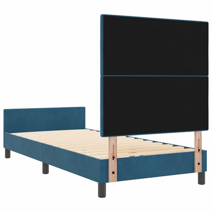 Letto a molle con testiera Blu Scuro 90 x 190 cm Velluto